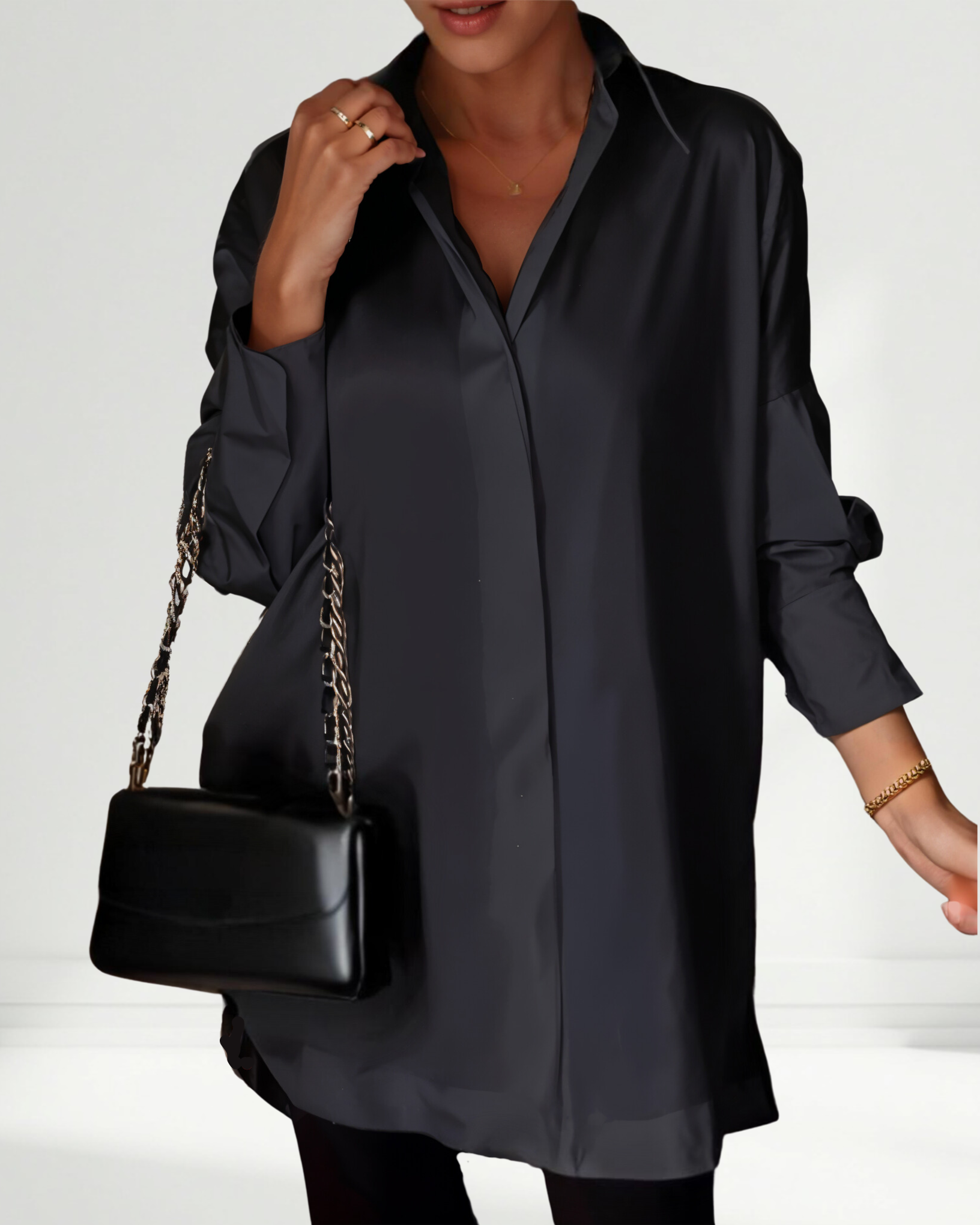 Oversized Lapel Button Shirt