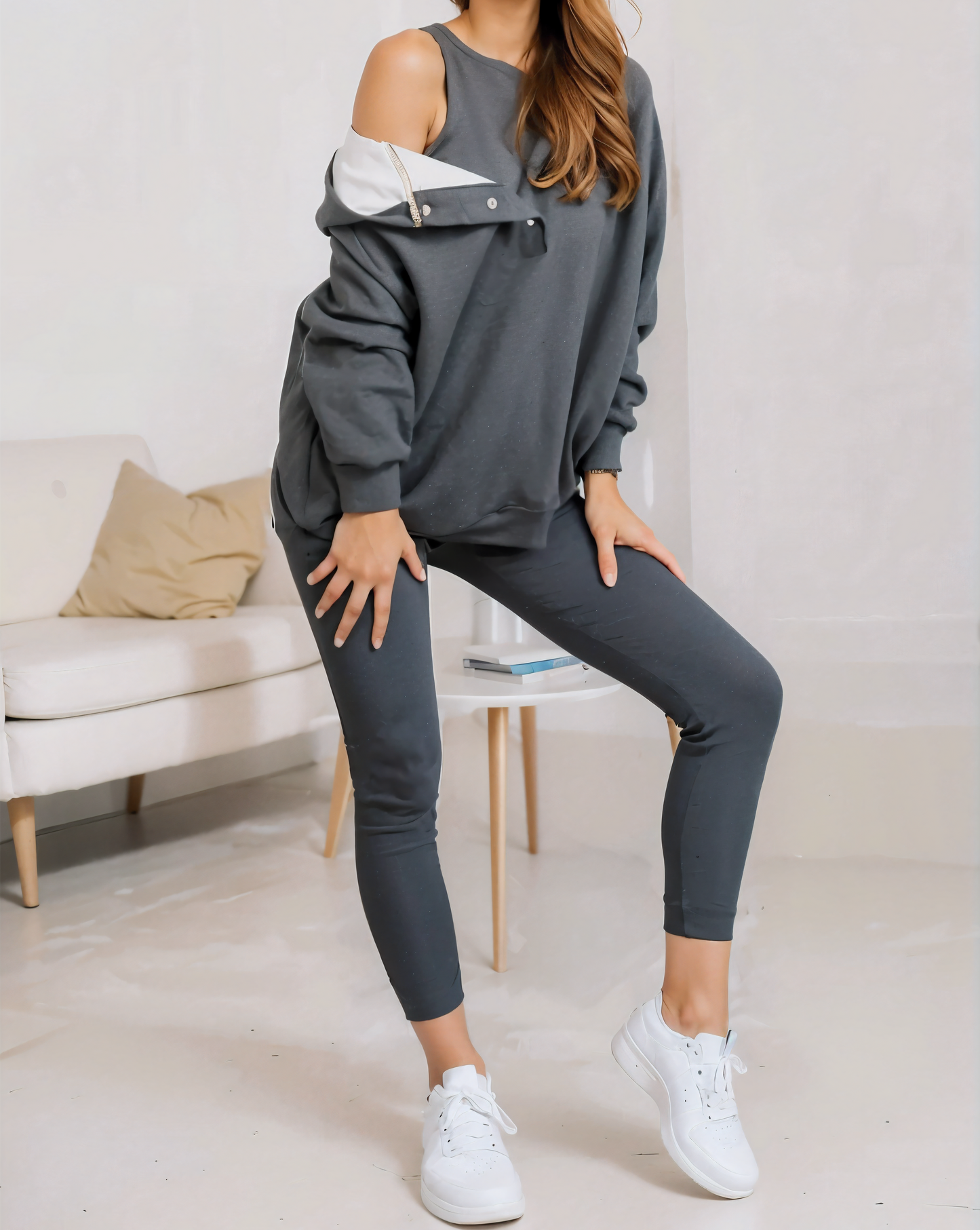 Oversized Hooded Casual 3pc Sweatshirt Suit