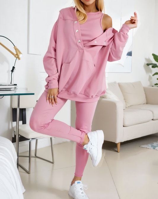 Oversized Hooded Casual 3pc Sweatshirt Suit